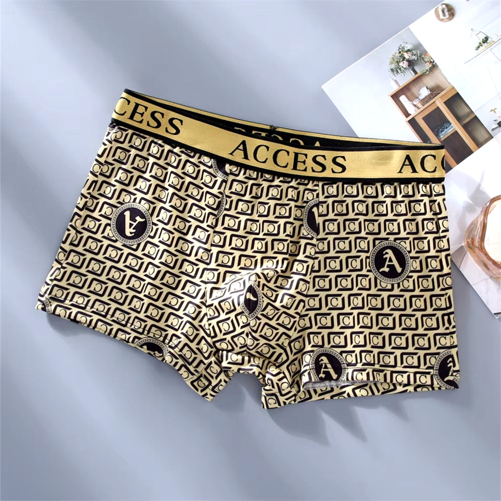 5Pcs/Lot Black Gold Men Boxers Comfortable Cotton Fashion Underwear