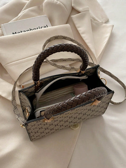 Fashionable,Minimalist,Casual,Fashionable,Minimalist,Casual,Mini Square Bag Braided Detail PU for Girl, Teen Girls