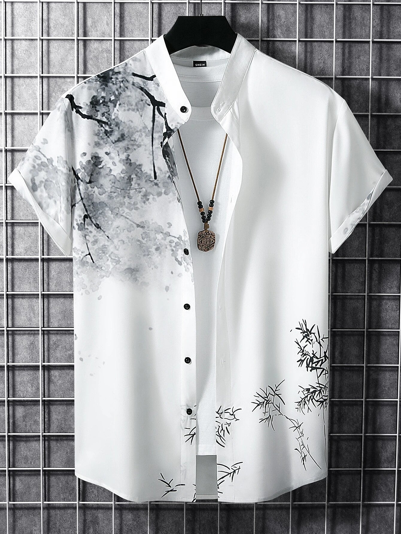 Manfinity RSRT Men Plants Print Button up Shirt without Tee