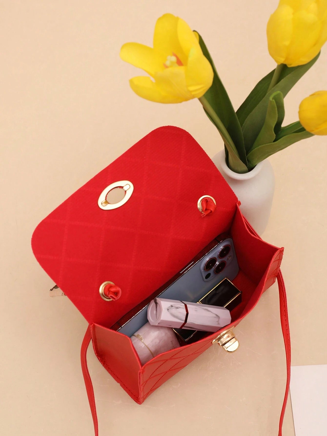 Bow Decor, Silk Scarf Decorated Small Square Bag for Daily Shopping