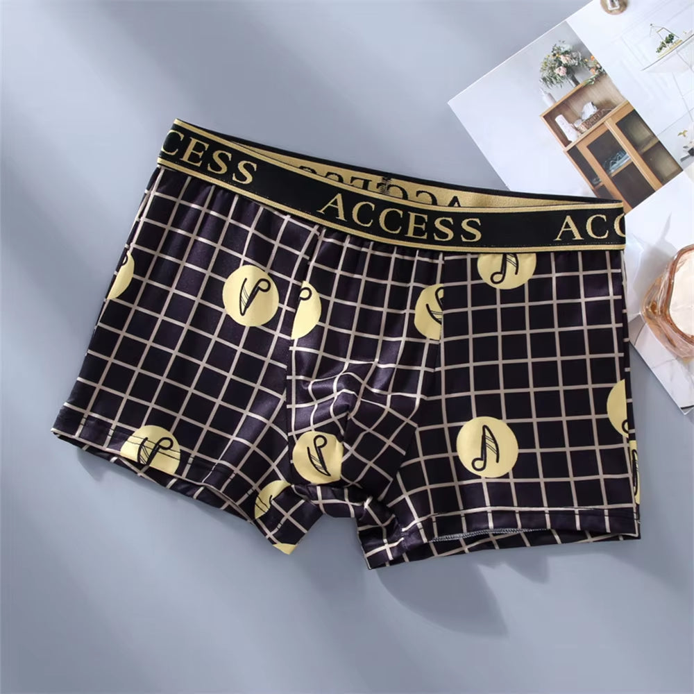 5Pcs/Lot Black Gold Men Boxers Comfortable Cotton Fashion Underwear