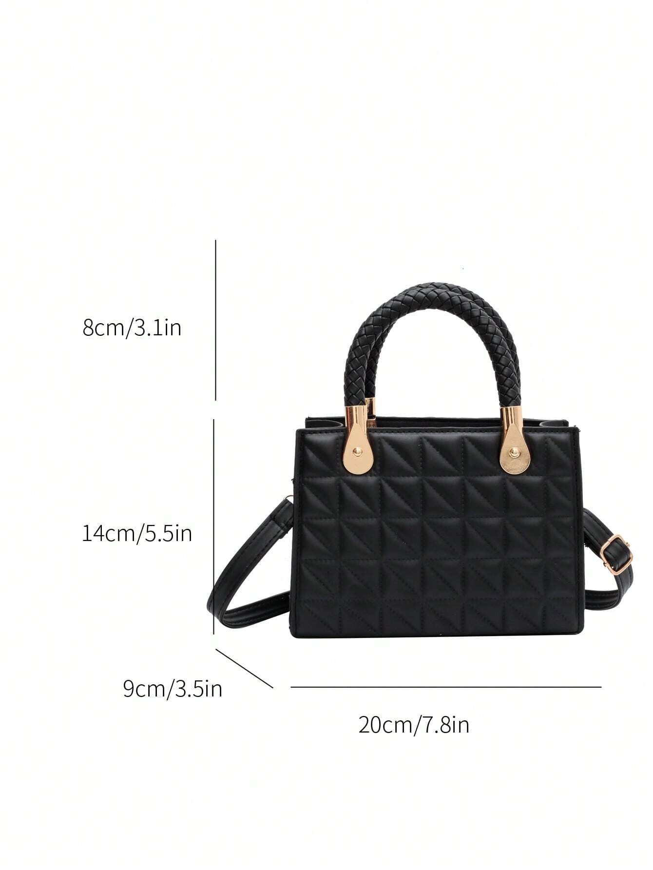 Fashionable,Minimalist,Casual,Fashionable,Minimalist,Casual,Mini Square Bag Braided Detail PU for Girl, Teen Girls