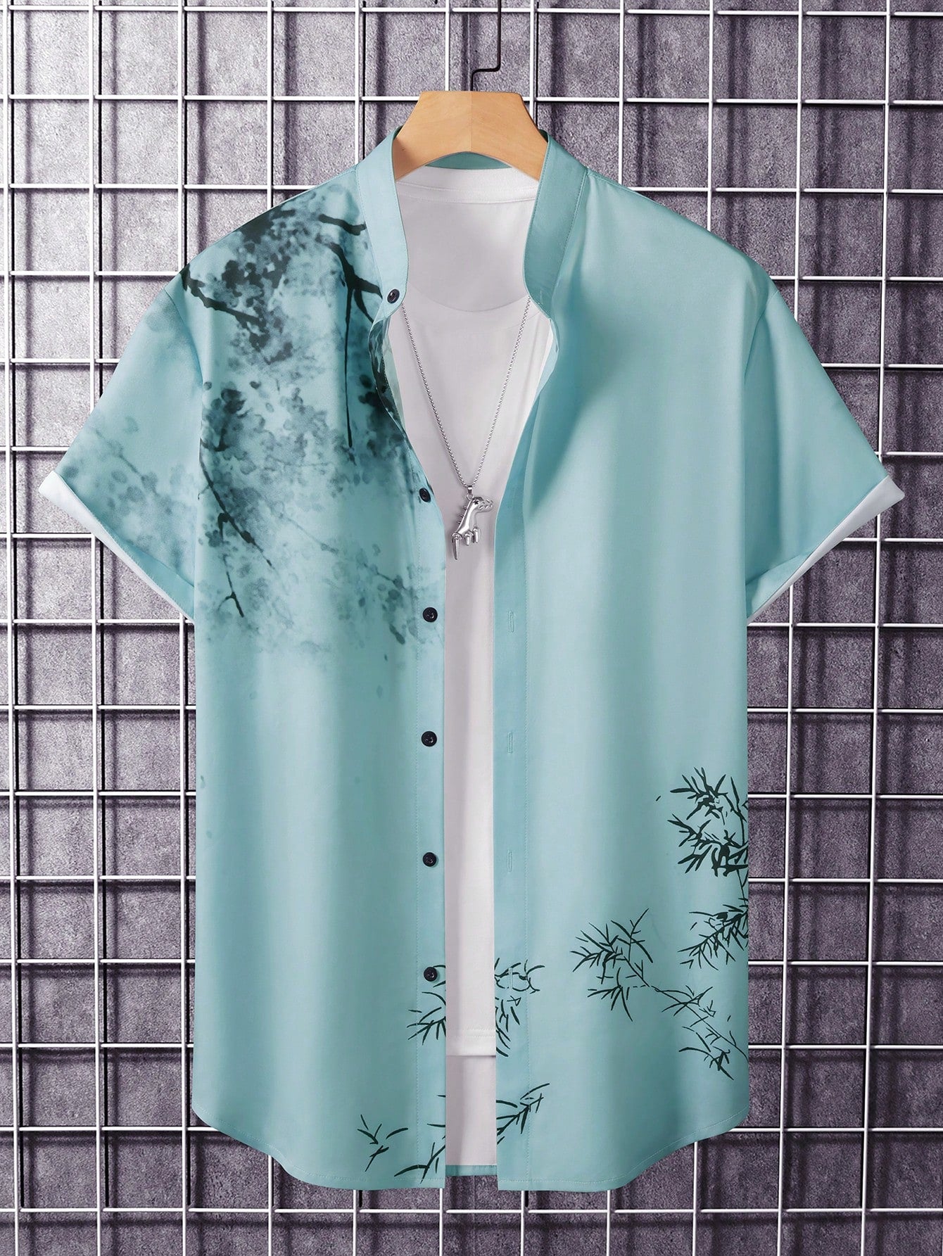 Manfinity RSRT Men Plants Print Button up Shirt without Tee